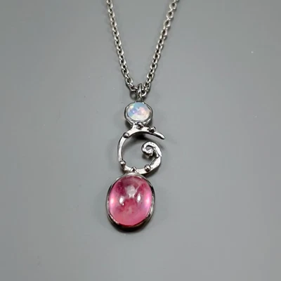 Handmade Ruby Necklace 925 Sterling Silver 17"/N27221 - Image 1 of 4