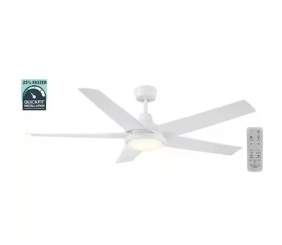 Hampton Bay Ladshaw 60 in. Ceiling Fan Indoor/Outdoor Matte White with Remote - Image 1 of 4