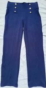 Nygard Slims Navy Blue Sailor Pants Size 10 / 12 Medium Pull On Stretch Pleated - Picture 1 of 8