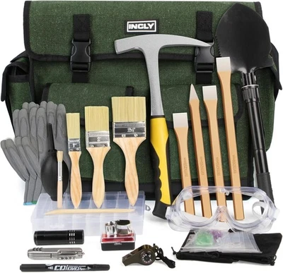 26PCS Upgrade Geology Rock Pick Hammer Kit, 33.8 Oz Hammer & 4 PCS Digging Chise Foto 1 de 4