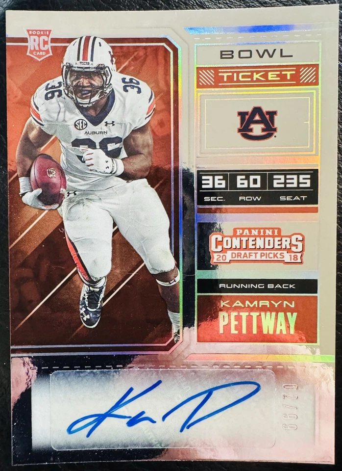 2018 Panini Contenders Draft Picks Bowl Ticket /99 Kamryn Pettway Rookie Auto RC - Image 1 of 2