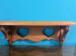 Vintage Accent Shelf Solid Wood Cut Out Heart 15” - Picture 1 of 10