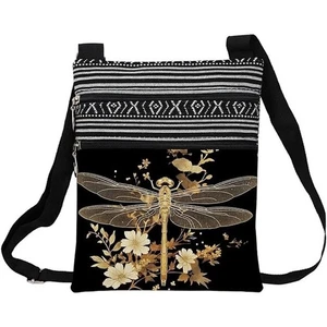NEW Messenger Bag Purse Adjustable Strap Zipper Closure 9.25 x 7.48" Dragonfly - Picture 1 of 3
