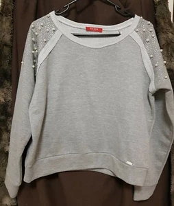 New GUESS SWEATER Womens Grey with beads,studs Size M ( Never wear ) Gorgeous - Picture 1 of 11