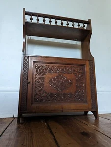 Antique Victorian Carved Mahogany Wall Cupboad - Picture 1 of 8