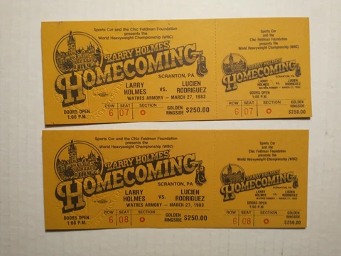 2 LARRY HOLMES vs LUCIEN RODRIGUEZ Homecoming Boxing Ticket 1983 Scranton PA #8 Cover