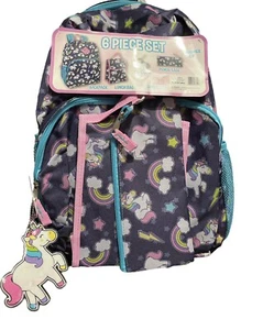 Einhorn Rucksack 6-teiliges Set mit Brotzeittasche + Schlüsselanhänger + Armband & mehr.. - Bild 1 von 3
