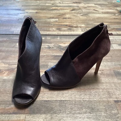 Halogen Booties Womens 6M Stiletto Heels Brown Lizard Embossed Leather Zip - Image 1 of 4