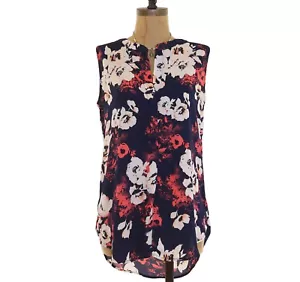 Gibson Nordstrom Tank Top S Sleeveless V-Neck Floral Navy Blue NEW B72 - Picture 1 of 3