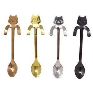 4PCS Stainless Steel Cute Mini Cat Spoon for Tea Coffee Dessert Sugar Ice Cre... - Picture 1 of 6
