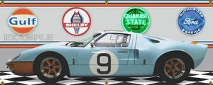 1966 Ford GT40 Gulf blue/Orange (154) Classic Garage Scene VINYL BANNER 13oz - Picture 1 of 1