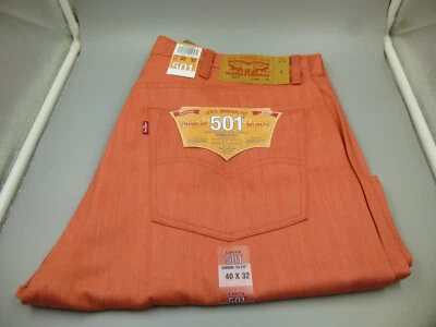 Levis 501 Shrink to Fit Coral Raw Button-fly Jeans 40 x 32 Men's $70 New Tags - Image 1 of 4