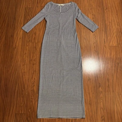 Maxi Vestido Peruvian Connection Azul y Blanco Rayas Manga Larga XS Foto 1 de 4