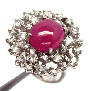 Gemma 10 x 12 MM Rosso Rubino E Zircone Cubico Gioielli Anello 925 Argento 7.25 - Foto 1 di 4