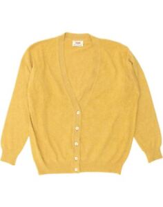 SISLEY Womens Cardigan Sweater UK 14 Medium Yellow Angora AR01