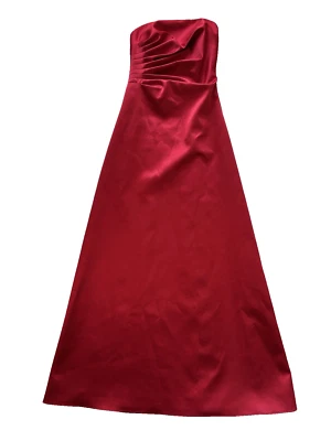 ABS Evening Allen Schwartz Dress Womens 2 Red Sexy Satin Old Money Gown Vintage - Image 1 of 4