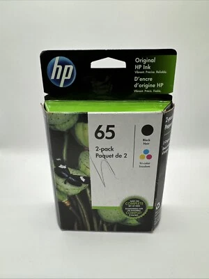 HP 65 2-pack Black/Tri-color Original Ink Cartridges New Sealed Expired 06/2023 - Image 1 of 3