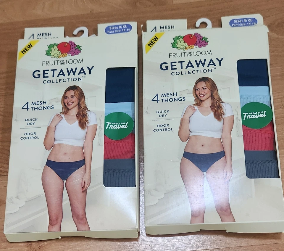 Fruit of the Loom 4 Mesh Thongs Getaway Collection 2 paks Total 8 pair Size 8/XL - Image 1 of 4