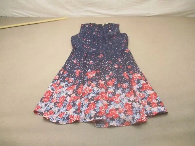 Maison Jules Size 6 Women Blue Floral Sleeveless Back Zip A-Line Short Dress 636 - Image 1 of 4