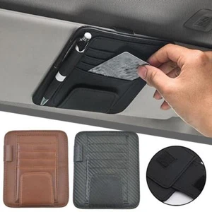 PU Leather Car Sun Visor Storage Clip Muti-Function Pocket Card Storac7d3 D5H8 - Afbeelding 1 van 16