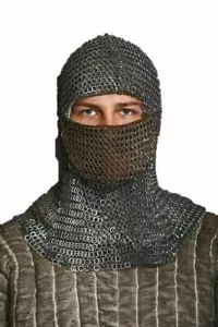 Medieval Armour Chain Mail Coif Face Cover Reenactment LARP - Foto 1 di 4