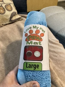 Pet Food Large Placemat/Litter Mat PAW shaped Blue 17.7" x 23.6" Waterproof - Picture 1 of 6