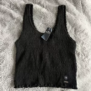 Hollister Shirred Black Crop Vest Top XS - Picture 1 of 5