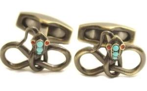 Simon Carter VICTORIANA Snake Cobra Cufflinks Turquoise Swarovski 20x15mm Unused - Picture 1 of 8