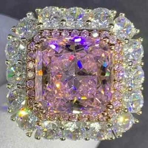 4.00 Ct Natural Pink Sapphire Diamond Anniversary Ring 14K Solid White Gold - Picture 1 of 6