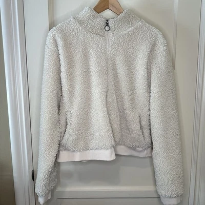 Pullover Lucky Brand Hi-Pile media cremallera, blanco roto - talla grande. Foto 1 de 4