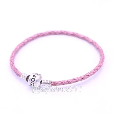 Autêntica pulseira de couro trançado rosa PANDORA - Imagem 1 de 4