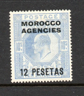 Marruecos Agencias KEVII 1907-12 Surch 12p. en 10s. Ultramarine SG123 LM/Como nuevo Foto 1 de 2