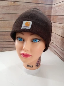 Cappello berretto Carhartt pile marrone scuro termico teschio berretto abbigliamento da lavoro toppa logo - Foto 1 di 4