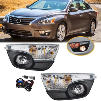 Pair Front Fog Lights & Turn Signal Lamps W/ Wiring For 2013-2015 Nissan Altima - Image 1 of 4
