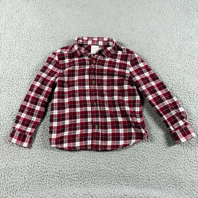 Jumping Frijoles Rojo Blanco Niños Pequeños Talla 5T Franela Cuadros Manga Larga Abotonada Foto 1 de 4
