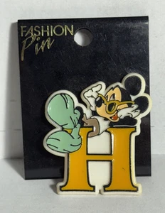 Vintage New WALT DISNEY Mickey Mouse Letter H Plastic Lapel Fashion Pin Brooch - Picture 1 of 2