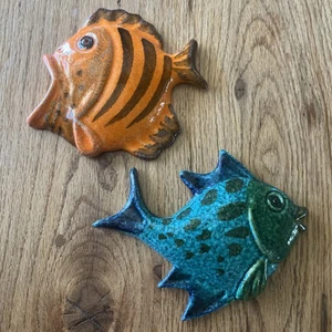 MCM Pottery Fish Wall Decor Bitossi Style Italy 6” Wide - Picture 1 of 11
