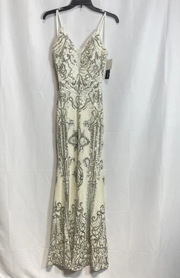 Betsy & Adam Women White Sequin Dress Size 0 - Image 1 of 4