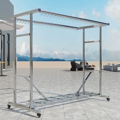 Heavy Duty Clothing Garment Rack Rolling Clothes Organizer Double Rails Hanging - Image 1 of 4