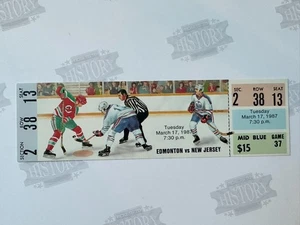1987 New Jersey Devils at Edmonton Oiolers Ticket 3/17/87 Gretzky 3A Kurri 2G 1A - Picture 1 of 2