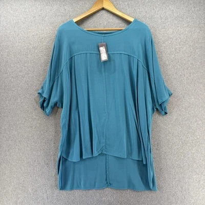 Blusa túnica holgada de flujo artístico de pintor OS talla suelta azul aguamarina nueva con etiquetas Foto 1 de 4