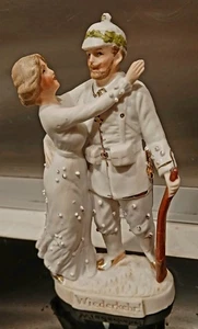 Uralte Porzellanfigur Bisquit  Soldat 1. WK Wiederkehr ! Patriotika selten H 15 - Bild 1 von 6