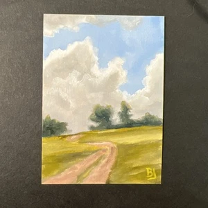 Brian Johnpeer ACEO Small Cypress Tree Oil Painting - Picture 1 of 2