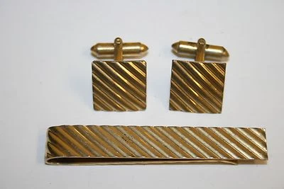 WOW Juego de Corbata y Gemelos Hadley Dorado Mediados de Siglo Para Hombre Vintage RARO Foto 1 de 3