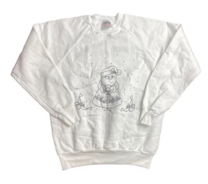 Vintage 90s Oneita Blank Craft Paint Christmas UNISEX Sweatshirt Large Santa USA - Bild 1 von 4