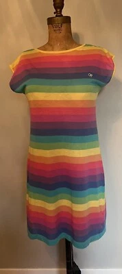 Rare Vintage 1980’s OP Ocean Pacific Rainbow Stripe T-shirt Dress USA Small - Image 1 of 4