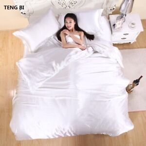 Satin Bedding Cover 2-5pcs Set Home Textile King Queen Twin Size Bed Sheets