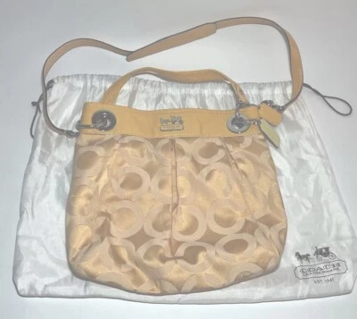 Coach Womens Madison Op Art Hippie Crossbody Handbag Purse Medium Monogram Peach - Image 1 of 4