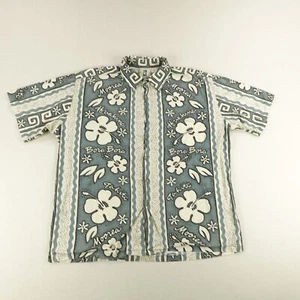 Kahala Shirt Mens XL Blue Beige Floral Hawaiian Aloha Camp Button Up Tribal - Picture 1 of 9