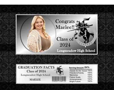 12 envoltorios de caramelos graduación personalizados escuela secundaria universidad octava y jardín de infantes Foto 1 de 4